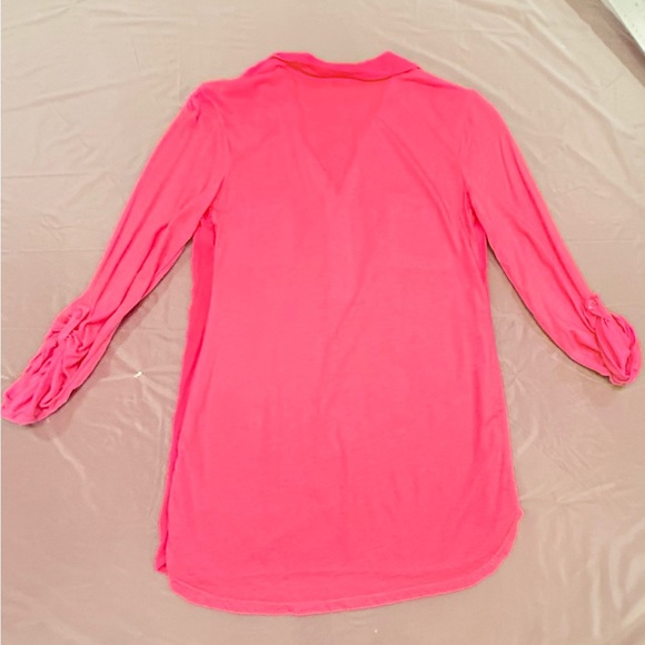 NWOT Splendid Long Sleeve w/ Roll Tab Hot Pink Henley Top Size Small MSRP $98 - Picture 4 of 11